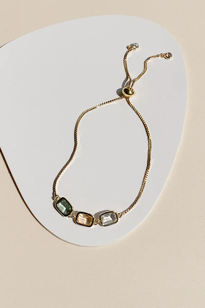 Glass Crystal With Adjustable Chain Bracelet