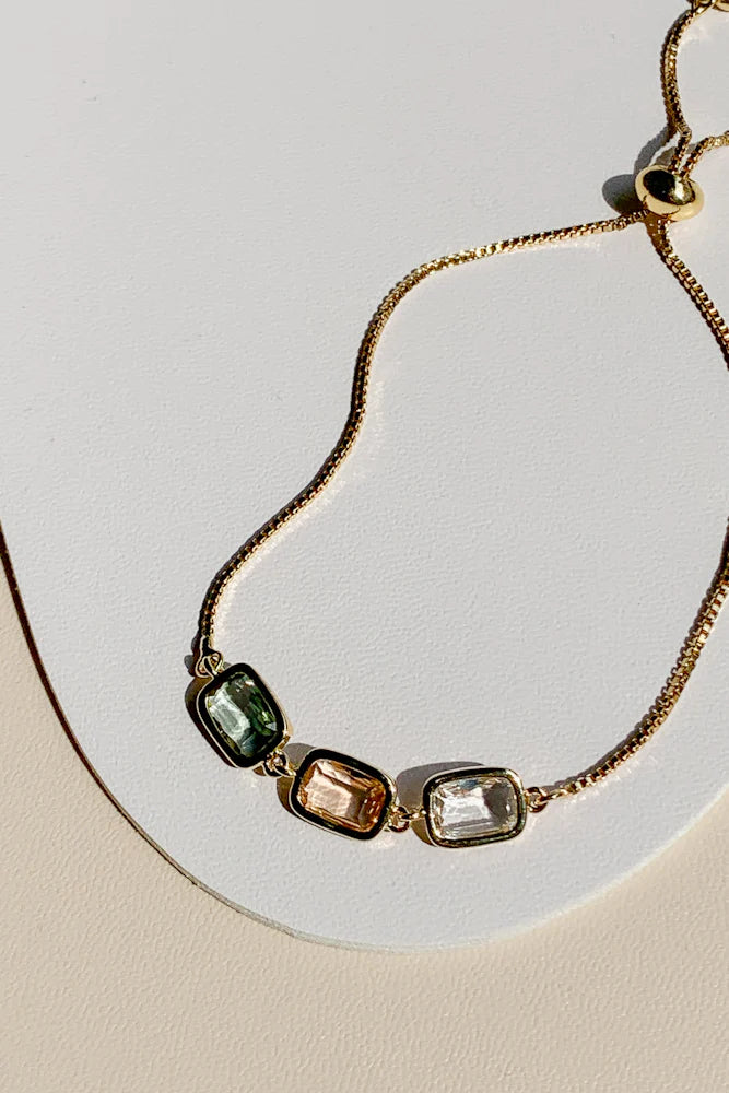Glass Crystal With Adjustable Chain Bracelet