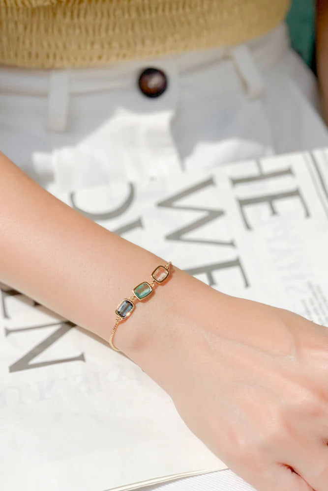 Glass Crystal With Adjustable Chain Bracelet