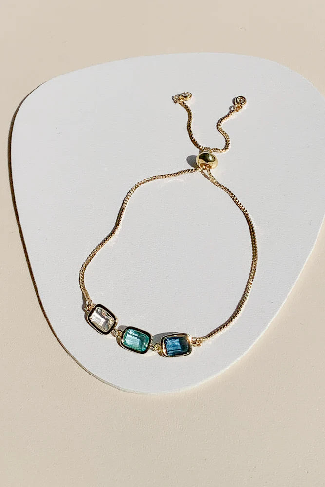 Glass Crystal With Adjustable Chain Bracelet