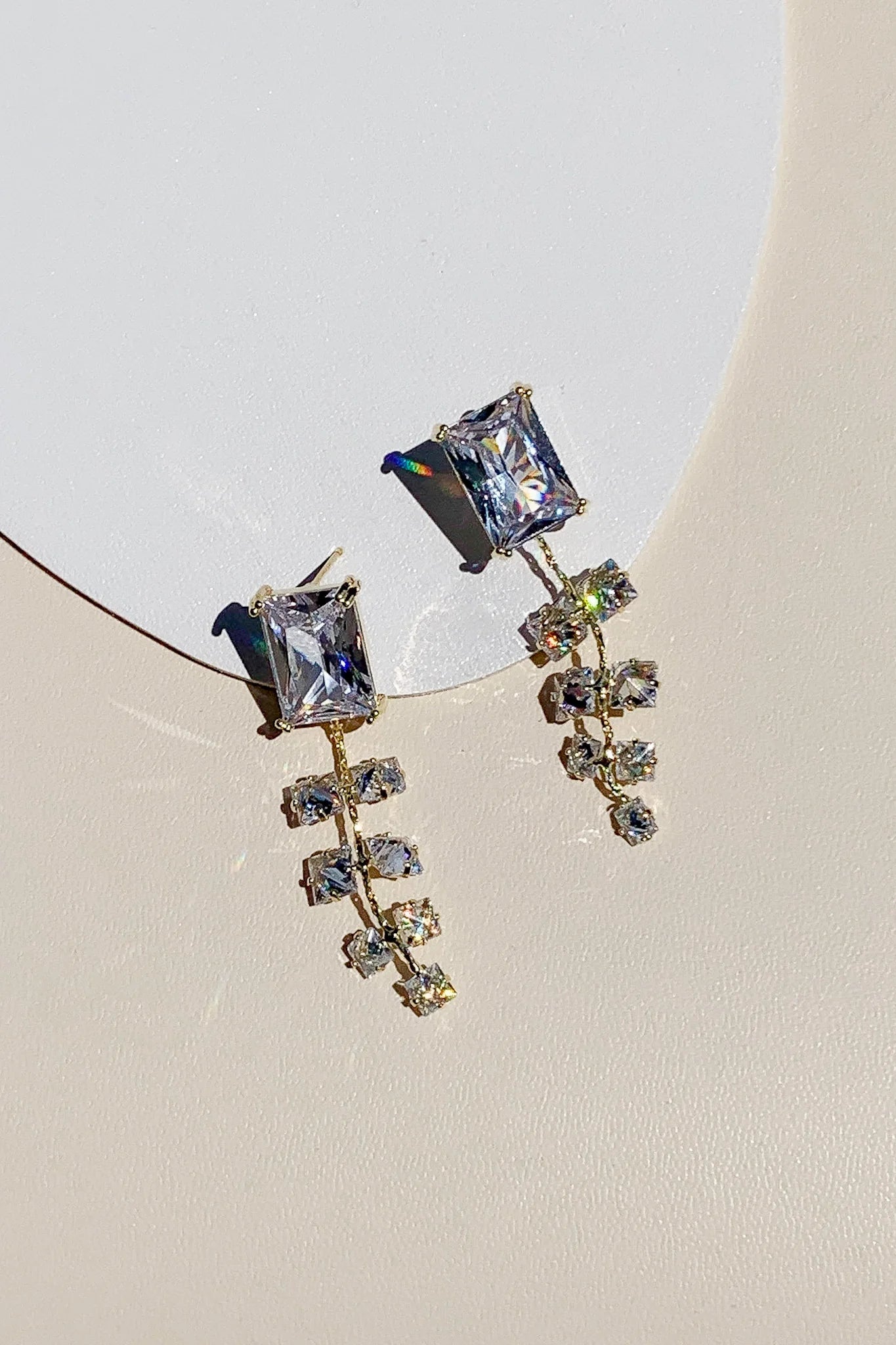 Gold Party Glass Crystal Earrings