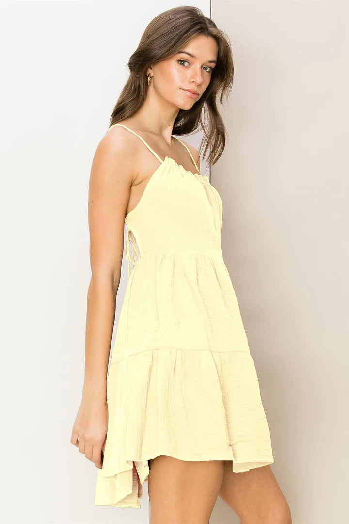 Summer Date Tie Back Tiered Mini Dress