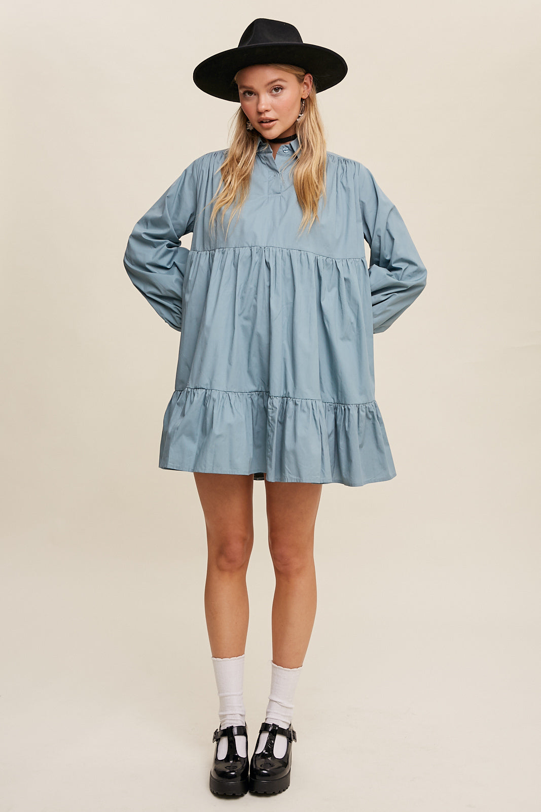 Poplin Woven Mini Flowy Dress