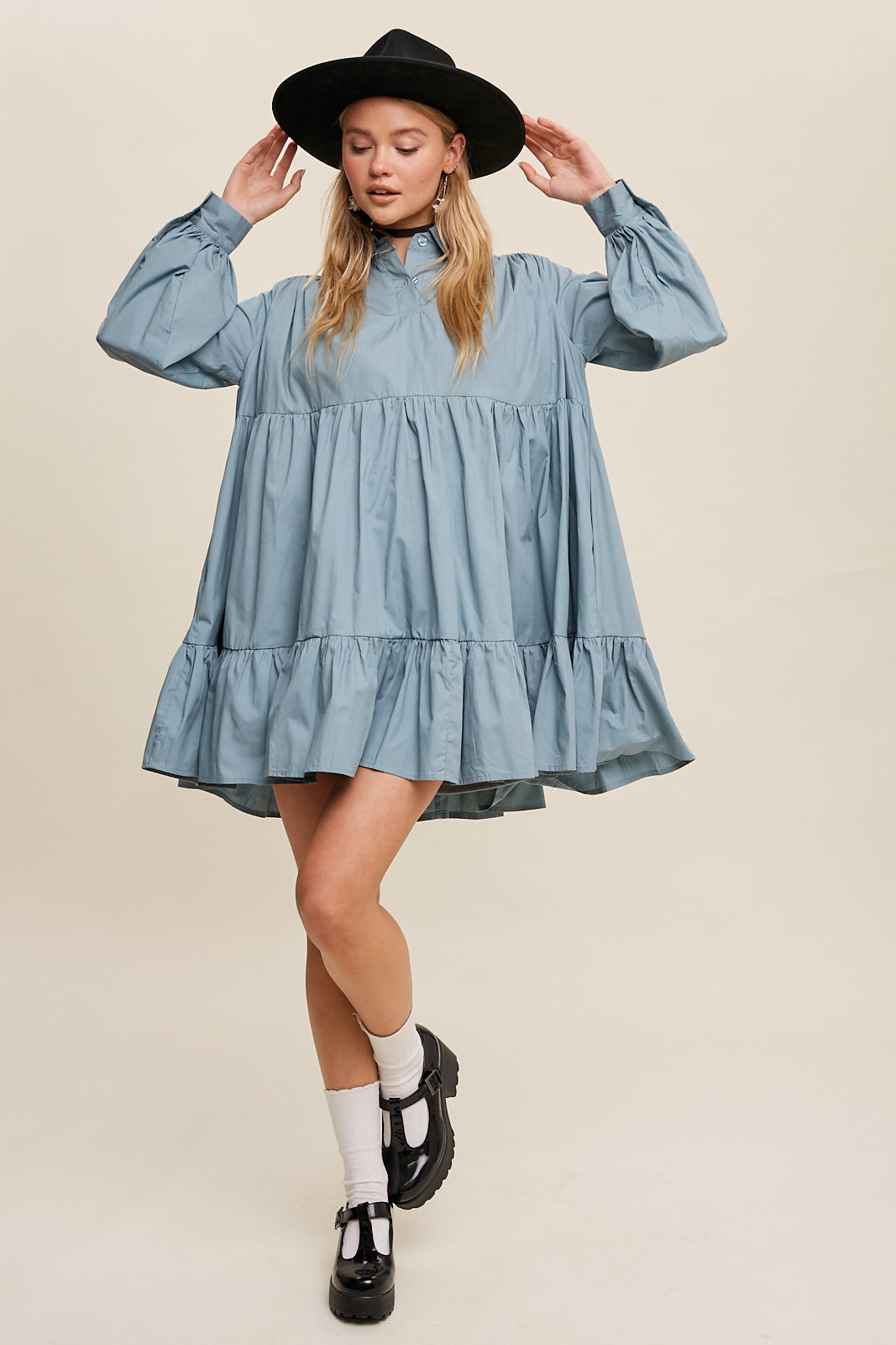 Poplin Woven Mini Flowy Dress