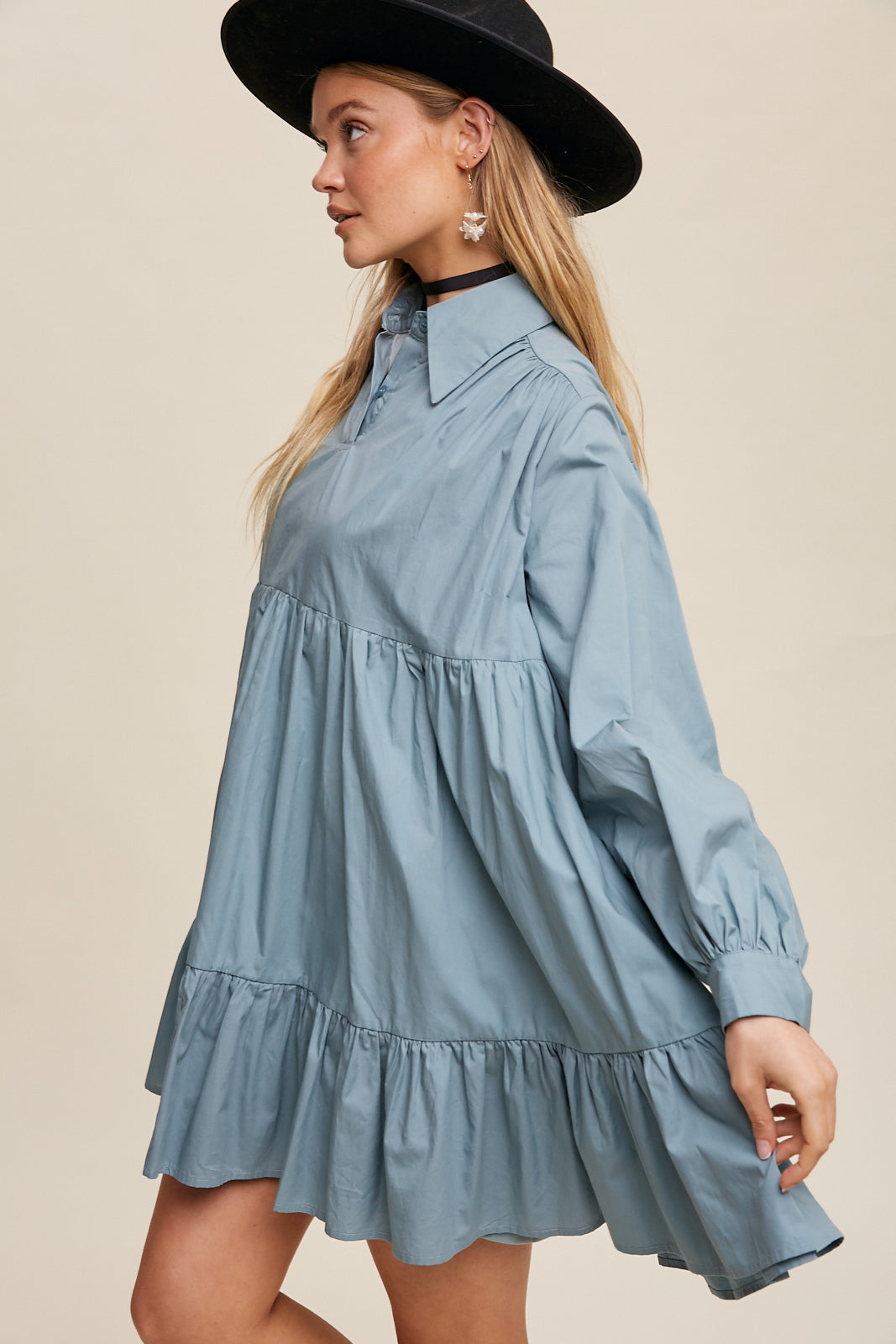 Poplin Woven Mini Flowy Dress