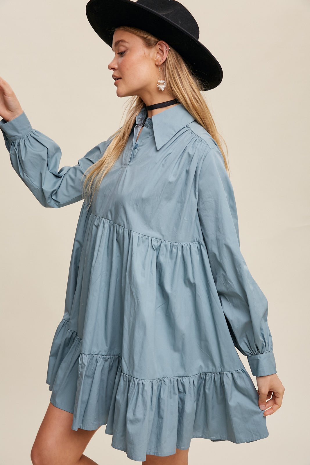 Poplin Woven Mini Flowy Dress