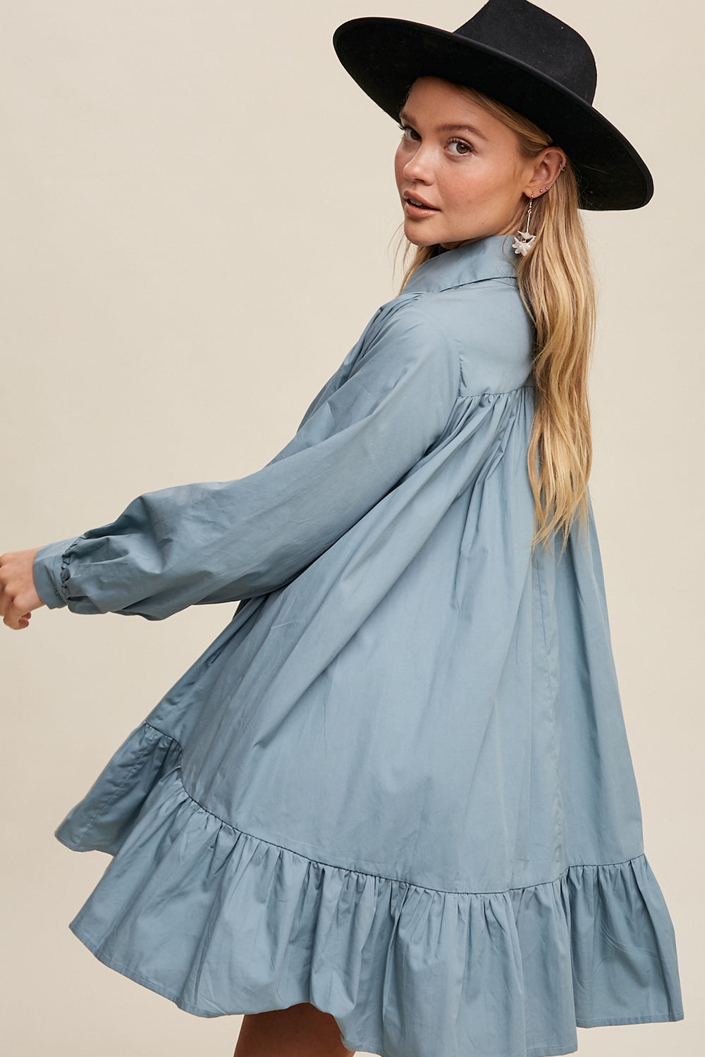 Poplin Woven Mini Flowy Dress