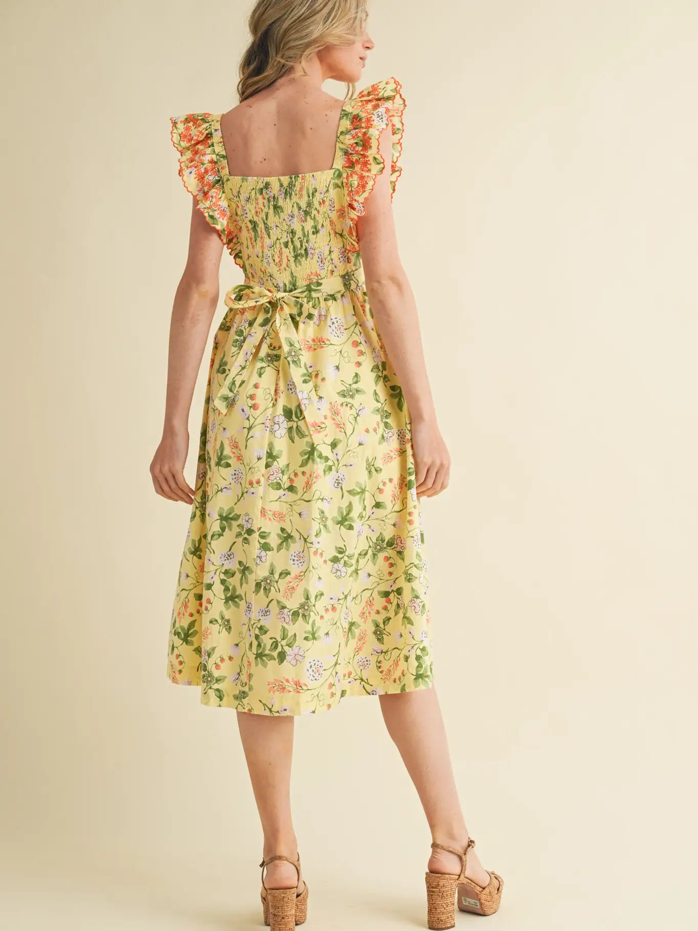 Embroidered Floral Midi Dress