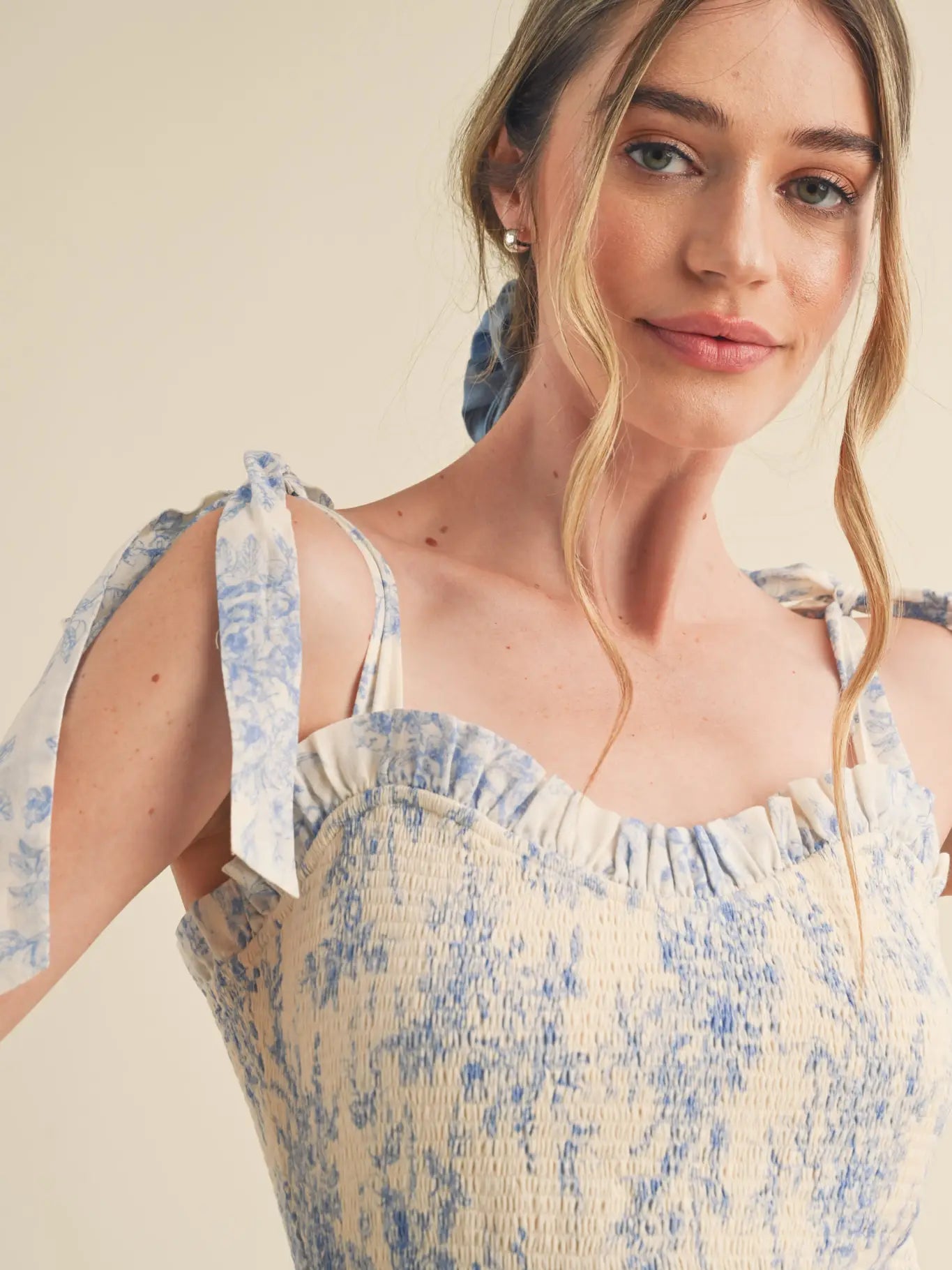 Tiered Lace Trim Floral Midi Dress