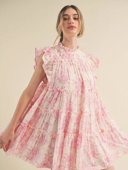 Flutter Sleeve Babydoll Mini Dress