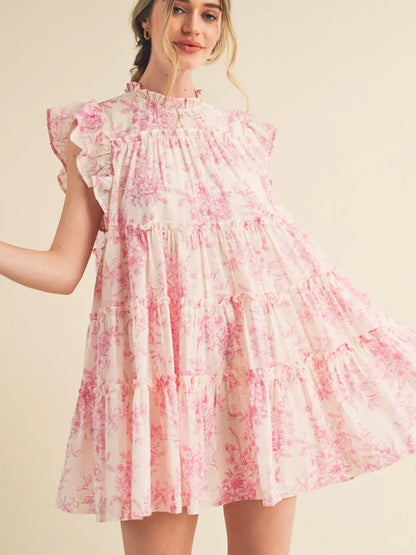 Flutter Sleeve Babydoll Mini Dress