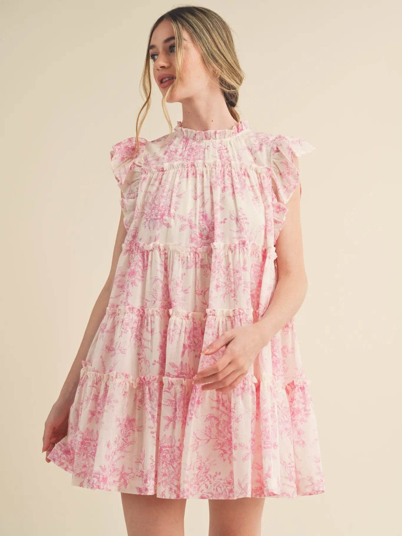 Flutter Sleeve Babydoll Mini Dress