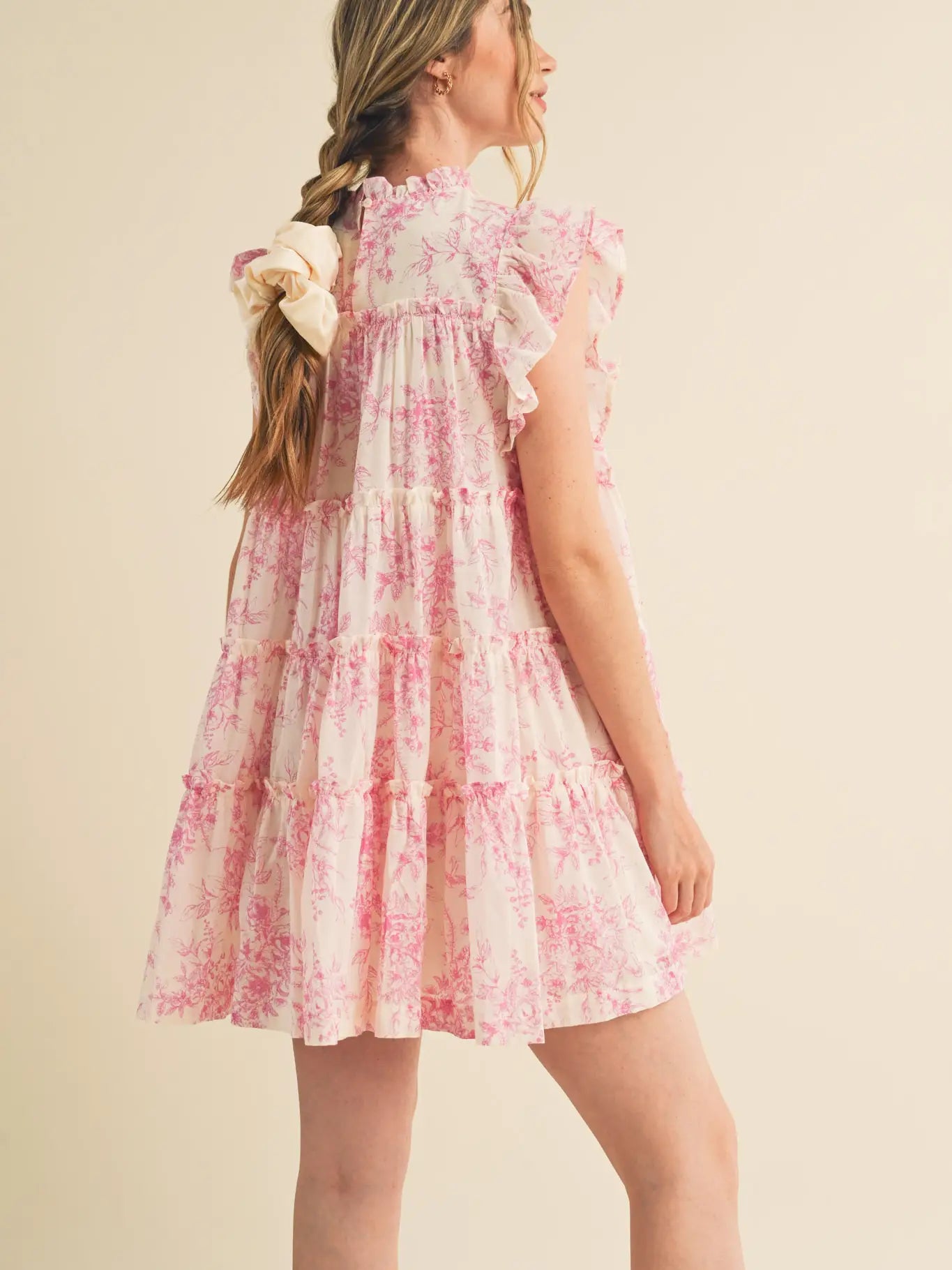 Flutter Sleeve Babydoll Mini Dress