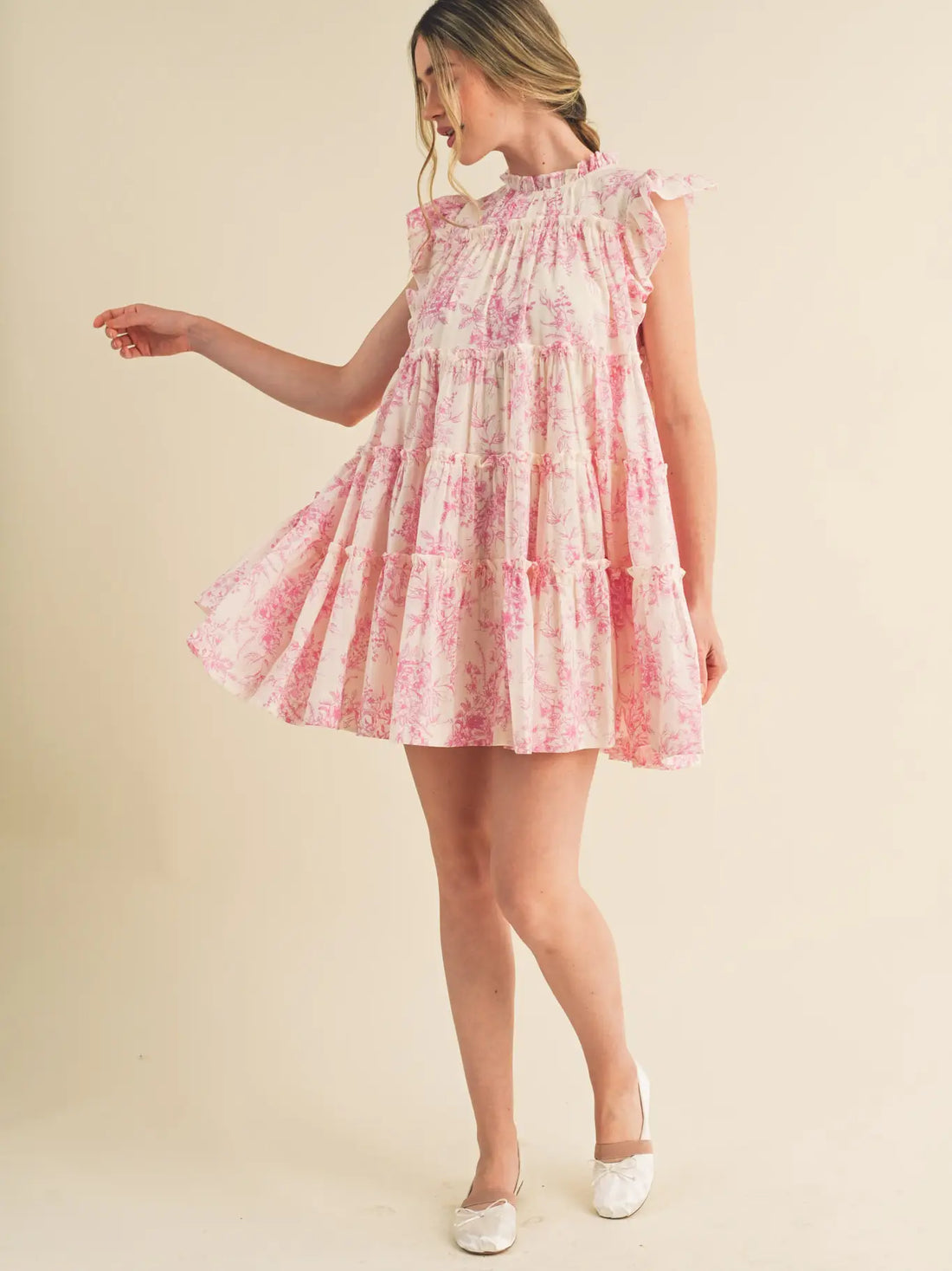 Flutter Sleeve Babydoll Mini Dress