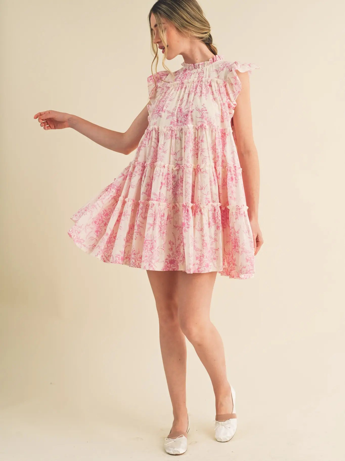 Flutter Sleeve Babydoll Mini Dress