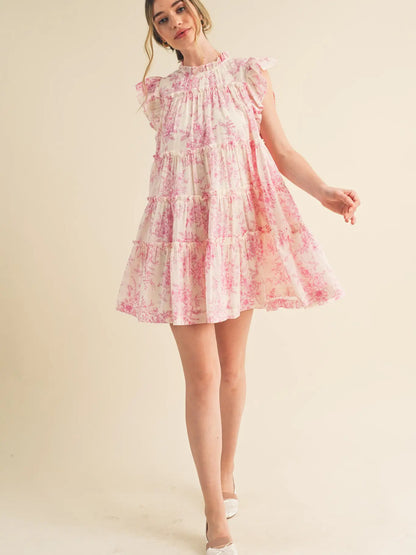 Flutter Sleeve Babydoll Mini Dress