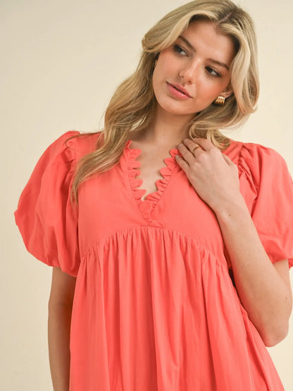 Scallop Trim Tiered Midi Dress