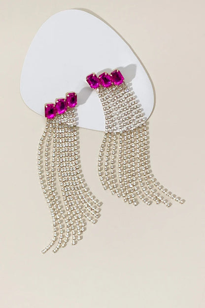 Magenta Cubic Zirconia Party Earrings