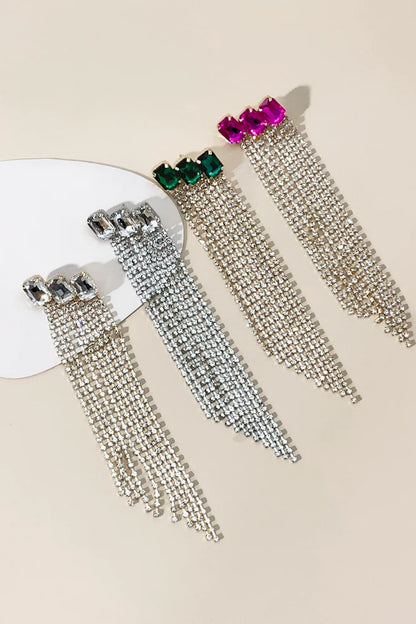 Magenta Cubic Zirconia Party Earrings