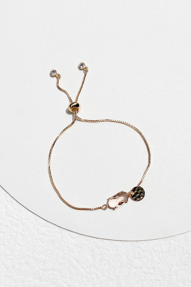 Glass Crystal With Adjustable Chain Bracelet