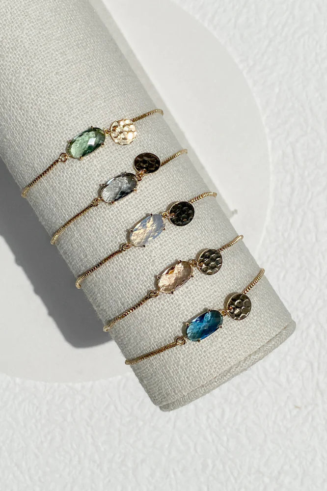 Glass Crystal With Adjustable Chain Bracelet