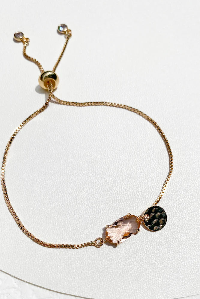 Glass Crystal With Adjustable Chain Bracelet