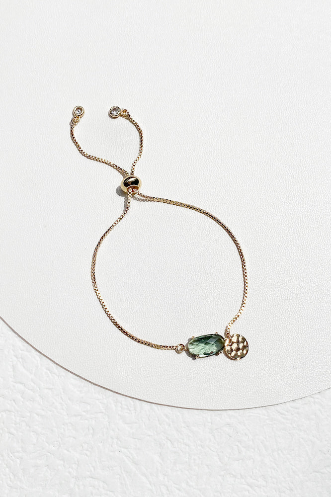 Glass Crystal With Adjustable Chain Bracelet