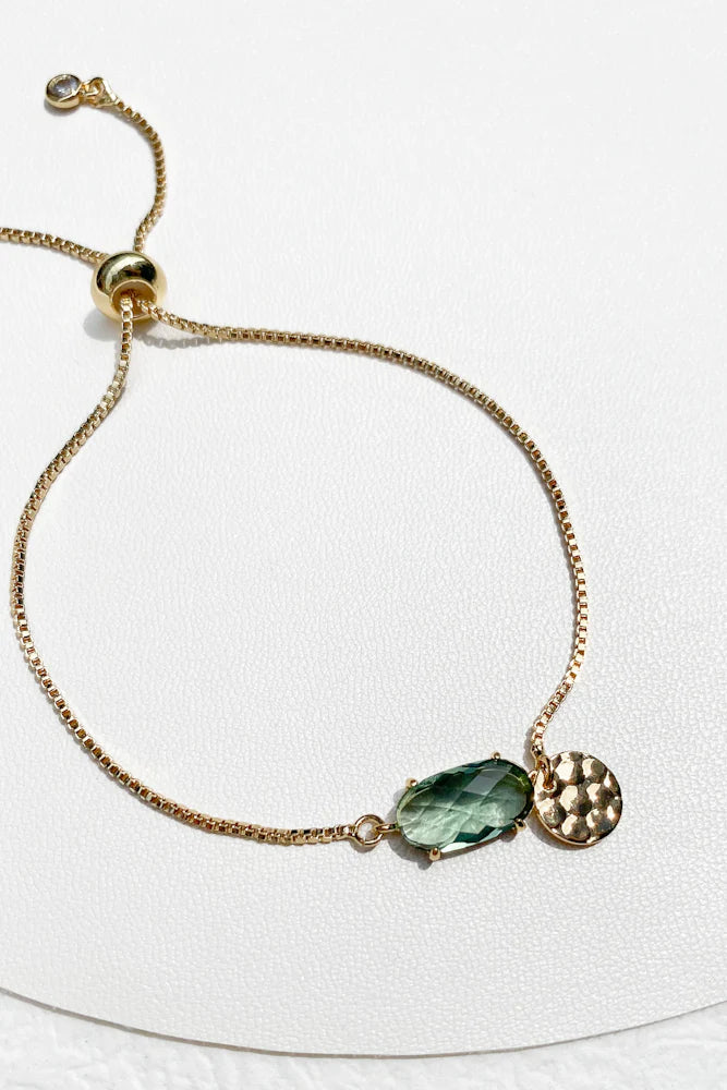 Glass Crystal With Adjustable Chain Bracelet