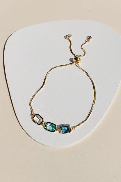 Glass Crystal With Adjustable Chain Bracelet