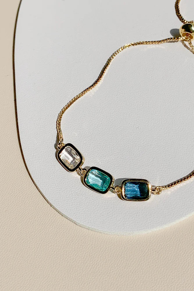 Glass Crystal With Adjustable Chain Bracelet