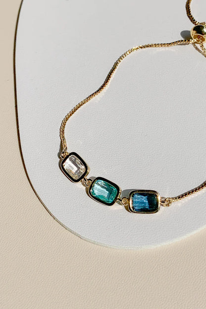 Glass Crystal With Adjustable Chain Bracelet