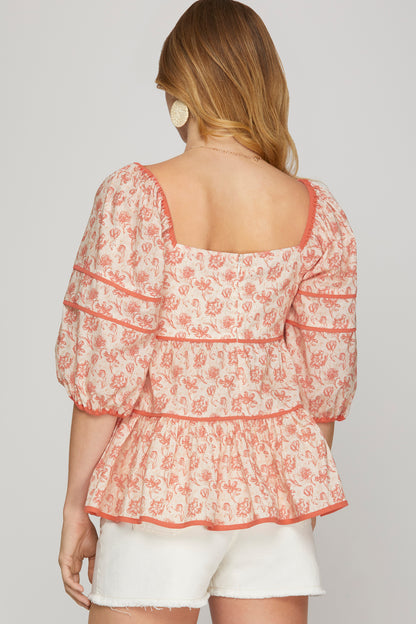 Floral Print Tiered Top