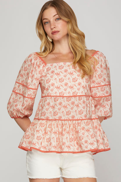 Floral Print Tiered Top