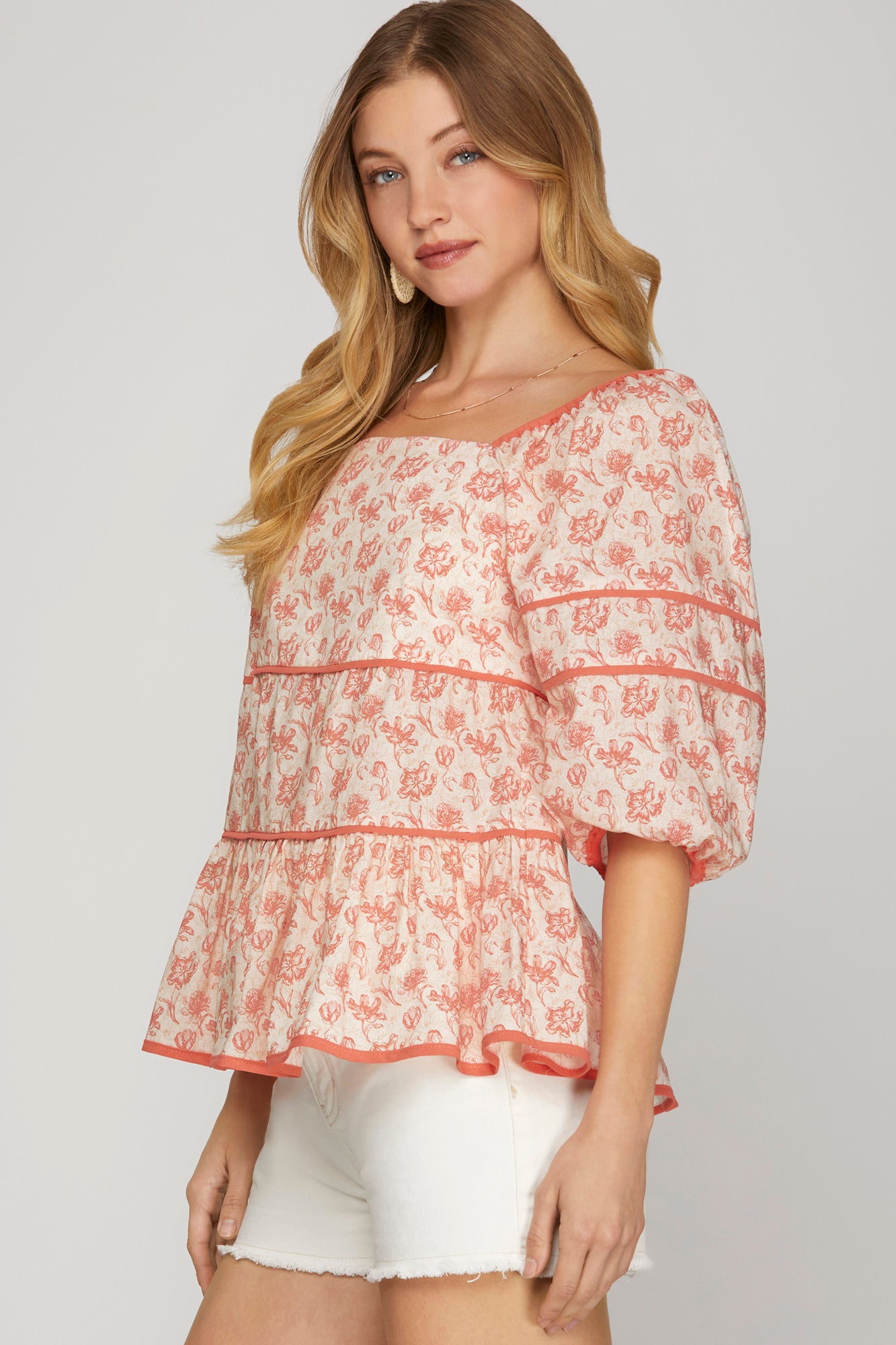 Floral Print Tiered Top