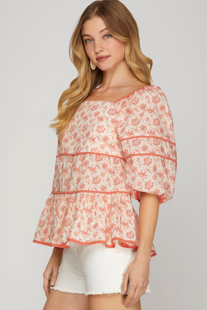 Floral Print Tiered Top